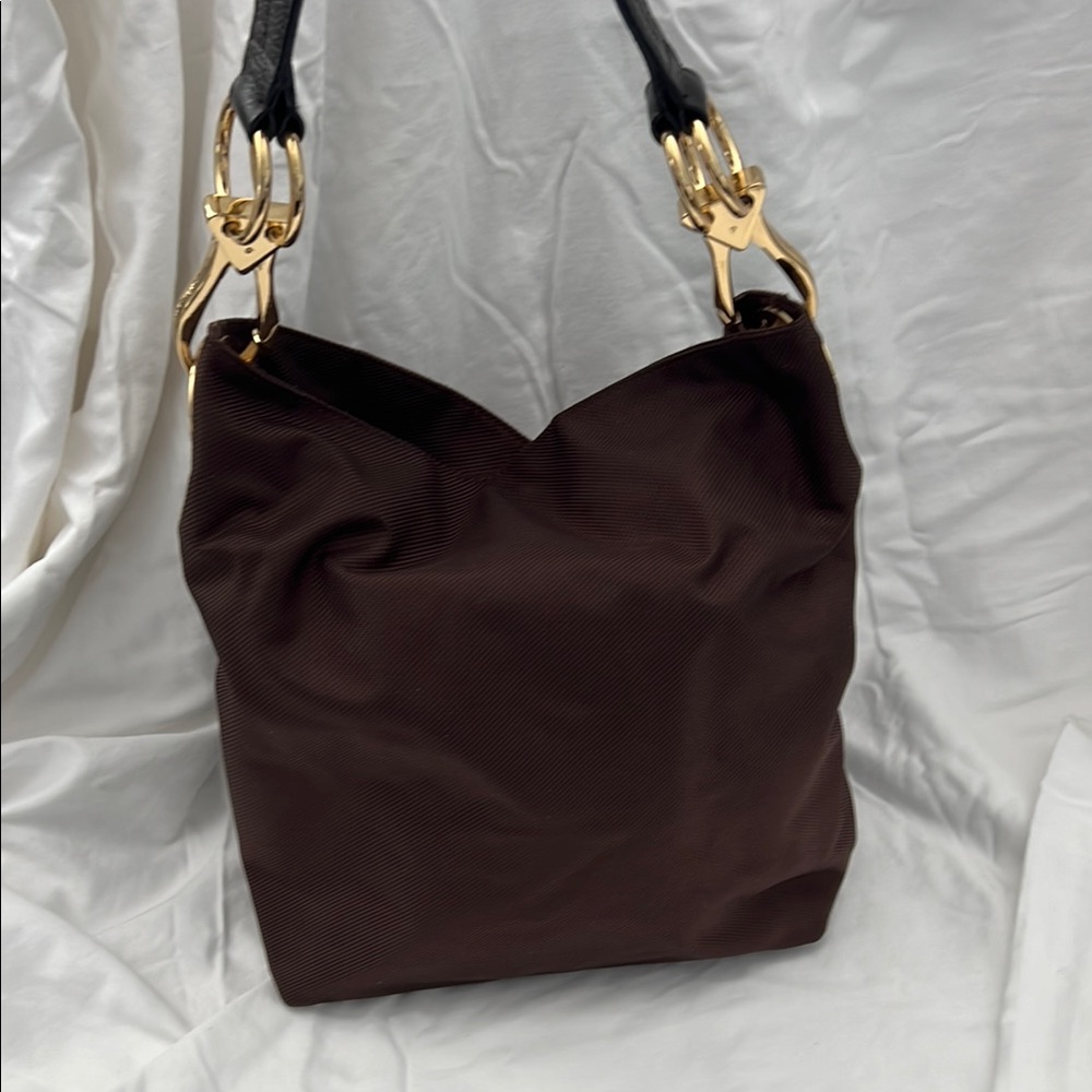 Jean pierre klifa Anteprima-nueve  Brown nylon bucket Bag with Gold Accents
